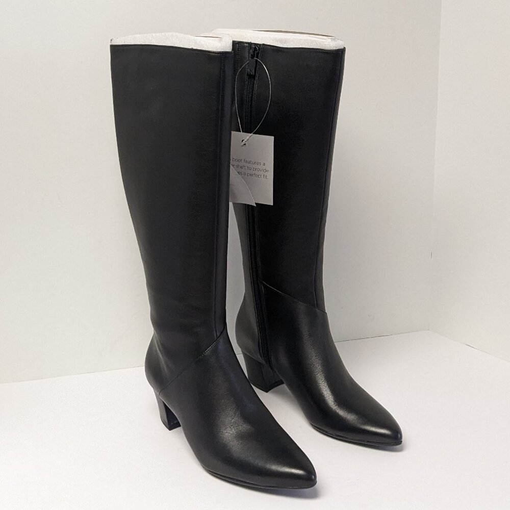 Naturalizer Melanie Knee High Boots, Black Leather, Women's 6.5 M (Wide Calf)